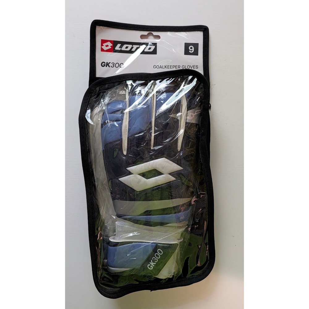 Lotto GK300 Goalkeeper Gloves Blue White Soccer Goalie Size 9 New